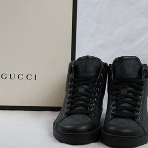 Gucci Black GG Mongram Mens Hi Top Sneaker